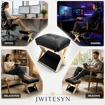 Foot Rest Under Desk, Ergonomic Wooden Desk Foot Rest | Fixed angle design with ample foot space for work study and gaming