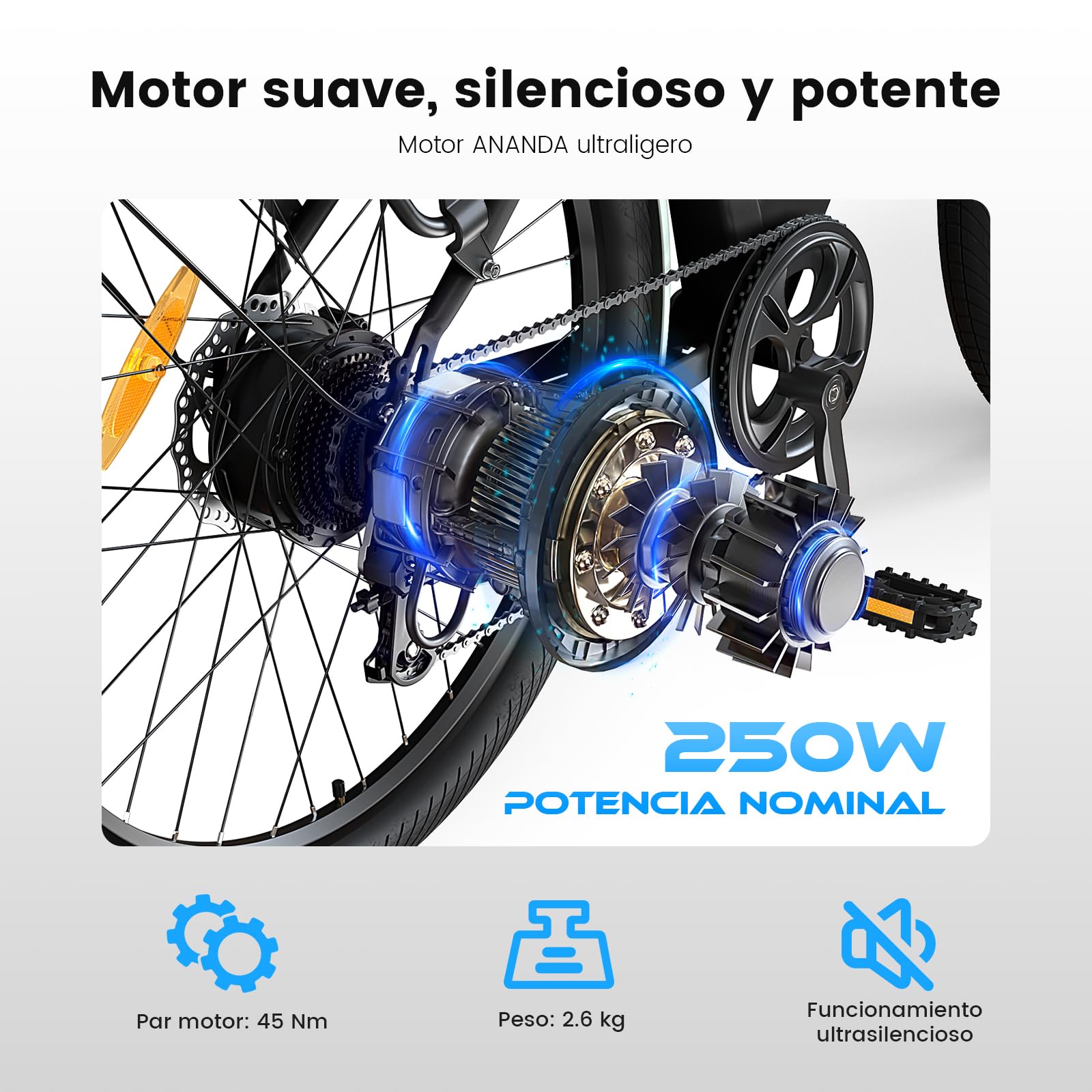 Bicicleta eléctrica de 27,5" para Mujer, Motor 250W, batería 36V 15,6Ah, autonomía hasta 100 km, Frenos de Disco mecánicos, suspensión Delantera, 7 velocidades