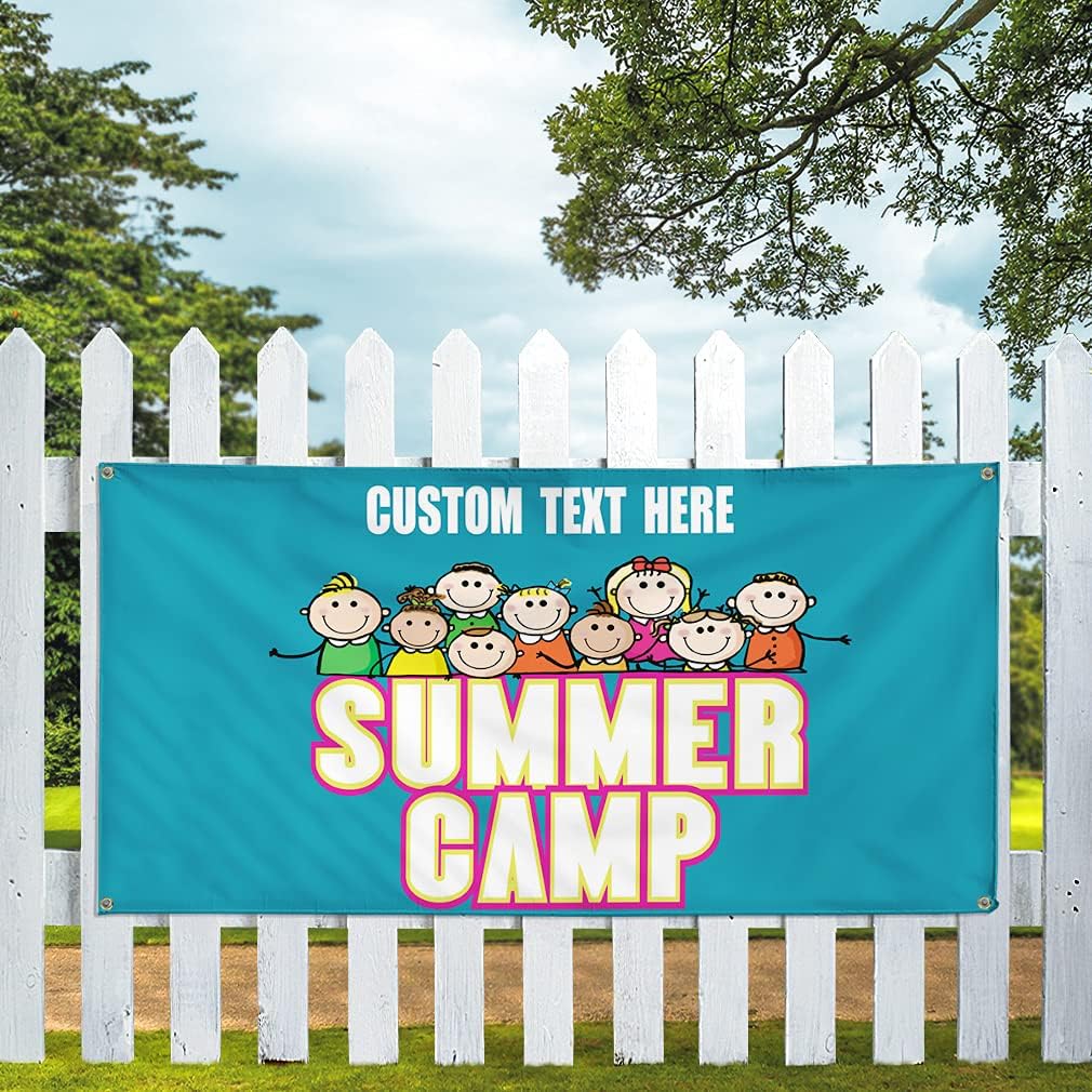 Custom Vinyl Banner Multiple Sizes Summer Camp Outdoor Advertising Printing Boot Camps Outdoor Weatherproof Industrial Yard Signs 4 Grommets Personalized Text Here 24x36Inches