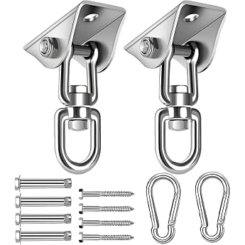 Anhoer 2 St ck Deckenhaken Schwerlast 450kg 360  drehen Silber Schaukel Aufh ngung Haken mit Schraube Schwerlasthaken Deckenbefestigung f r H ngesessel Schaukel Yogatuch Boxsack