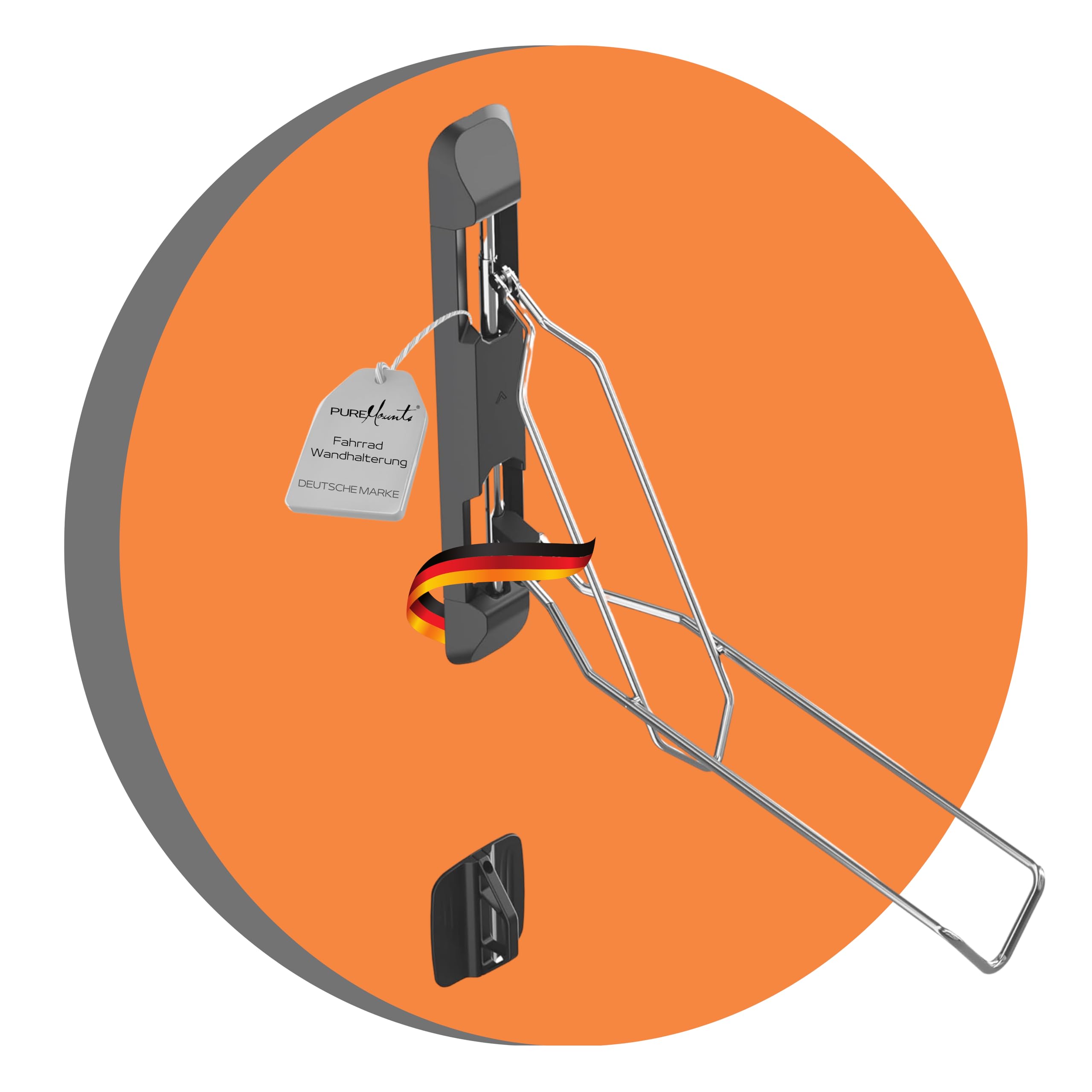 PureMounts Fahrrad Wandhalterung, Fahrradhalterung, Fahrradhalter, höhenverstellbar, schwenkbar für E-Bike, MTB bis 35 kg, Fahrrad Aufhängung Wand Garage Keller, Fahrradwandhalterung, Schwarz