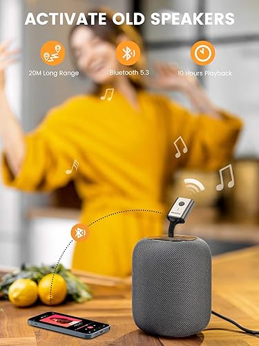 Miniatura 4 de MaedHawk Receptor de audio inalámbrico Bluetooth 5.3 portátil, adaptador giratorio de 0.138 in para coche/estéreo doméstico/altavoz/auriculares con