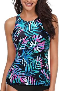 Tankini de Cuello Alto Top Bathing Suit Tops para Mujeres Tummy Control Tank Tops Swimsuits