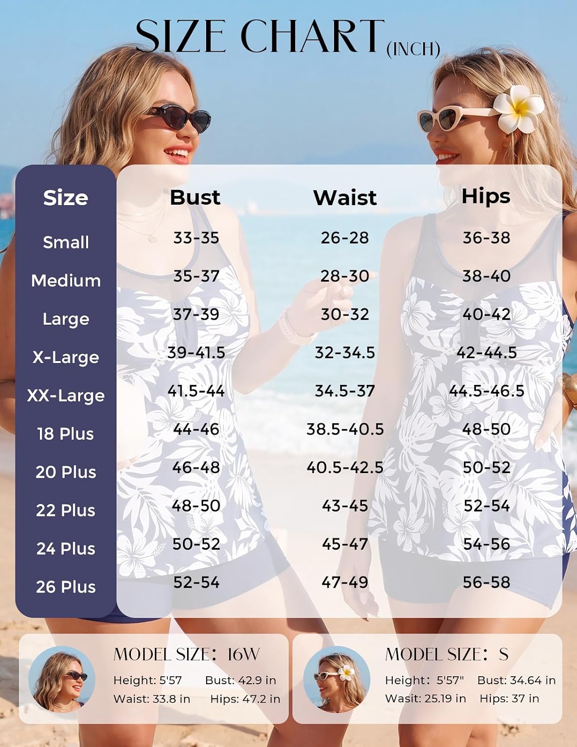 Hanna Nikole Women Two Piece Tankini Swimsuit Modest Bathing Suit Mesh Flowy Swim Top with Tummy Control Boy Shorts