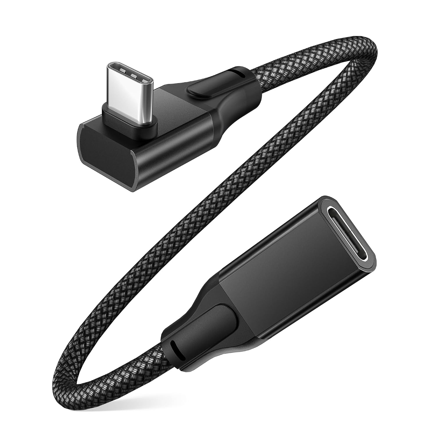 RUXELY Right Angle USB C Extension Cable 0.66FT,90 Degree Extender Cord | Type C 3.2 Gen2 Female to Male Extender Short Cord,L Shape Thunderbolt 3 Lead for iPhone 17e,iPad Air,Switch,Samsung S26