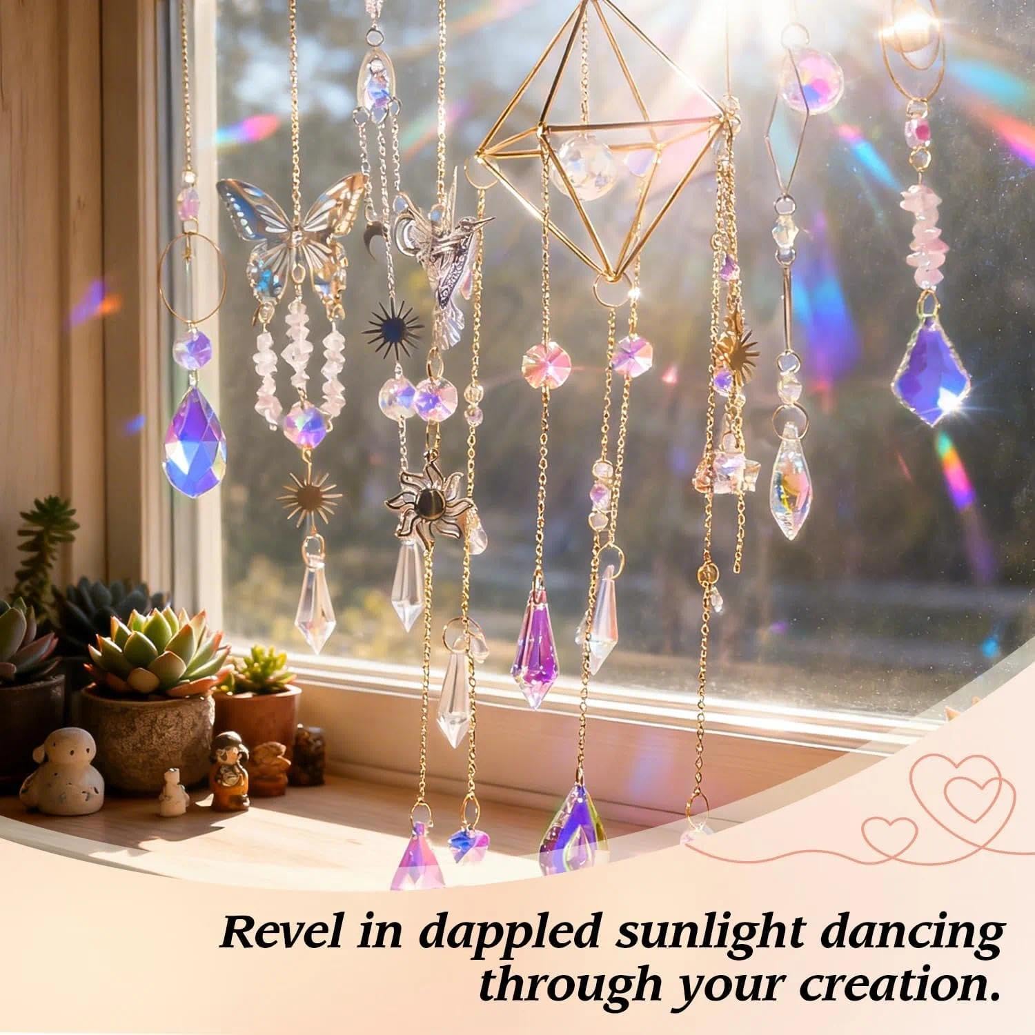 400PCS Acchiappasole Cristallo,Crystal Suncatcher,Appendere Vetro Acchiappa Sole,Pendenti Prismi Cristallo,Appeso Arcobaleno Prisma Finestra,Pendenti Suncatcher Decorazione per Casa Giardino Nozze