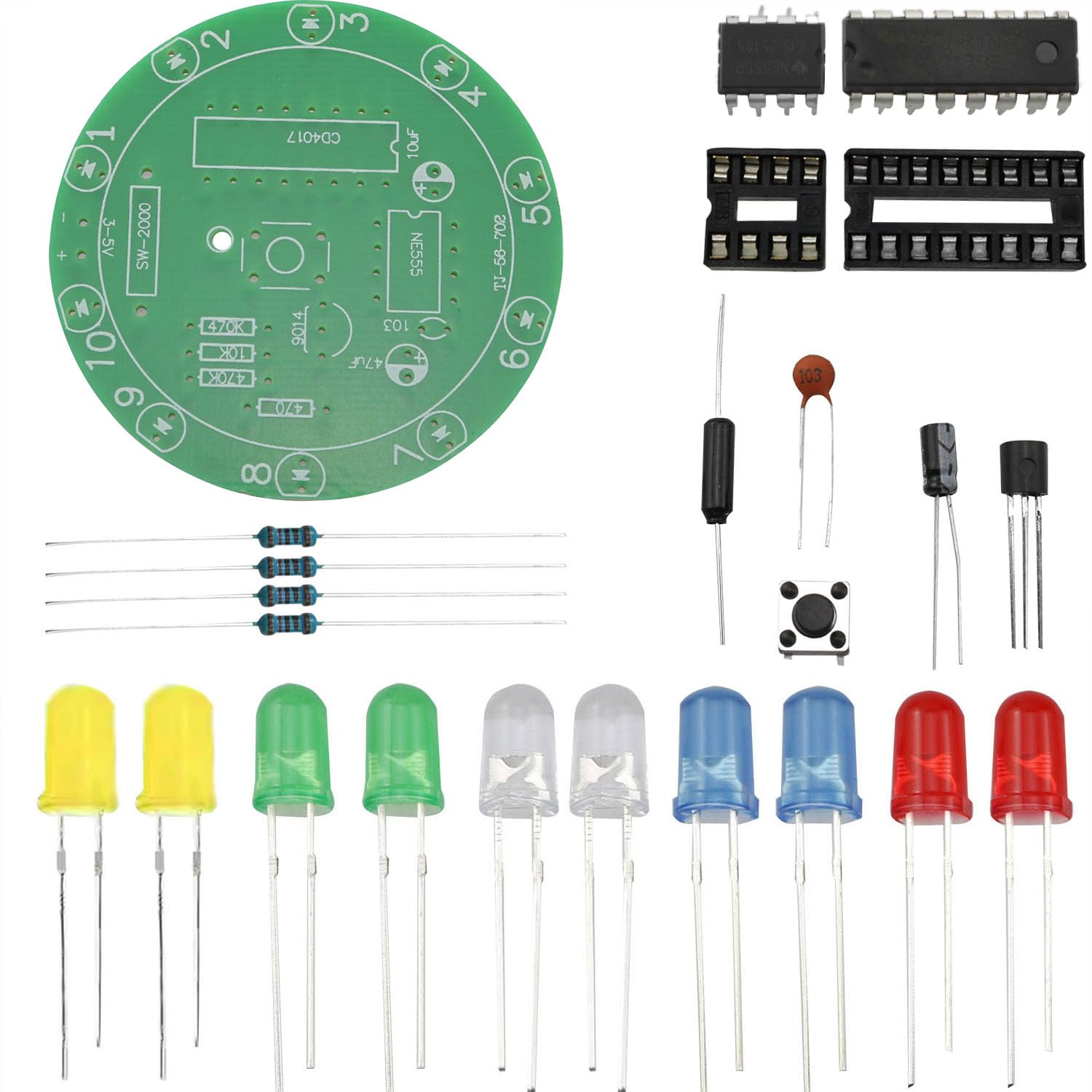 CHENJIN 2Sets DIY Lucky Wheel Circuit Board Soldering Training Kit Soldering Practice Set Electronic Beginner Soldering Project Learning and Training DIY Kit Assembly Small Projects Components