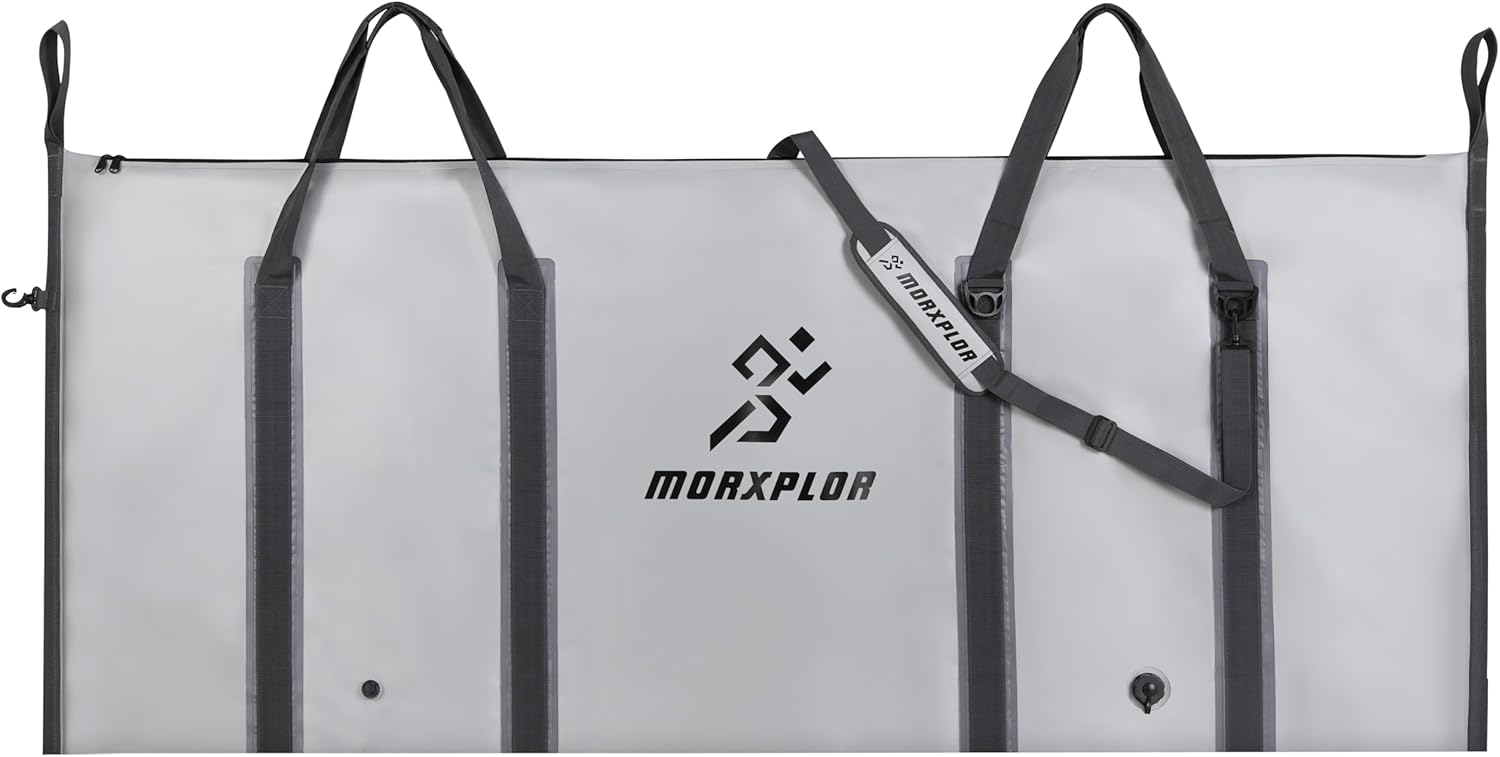 MORXPLOR Insulated Fish Cooler Bag for Fishing 41x17 47x17In 50x20In 60x24 72x30 80X40 Inches,Large Insulated Fish Kill Bag,Fishing Catch Bag Cooler with Water-resistant Zipper 80inch Light Grey