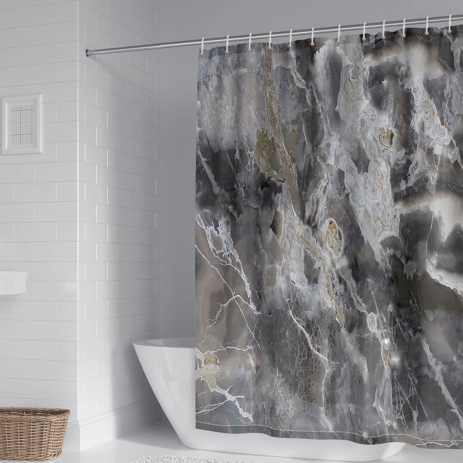 Rideau de douche 165x200 cm polyester gris anti moisissure baignoire salle de bain KnSam