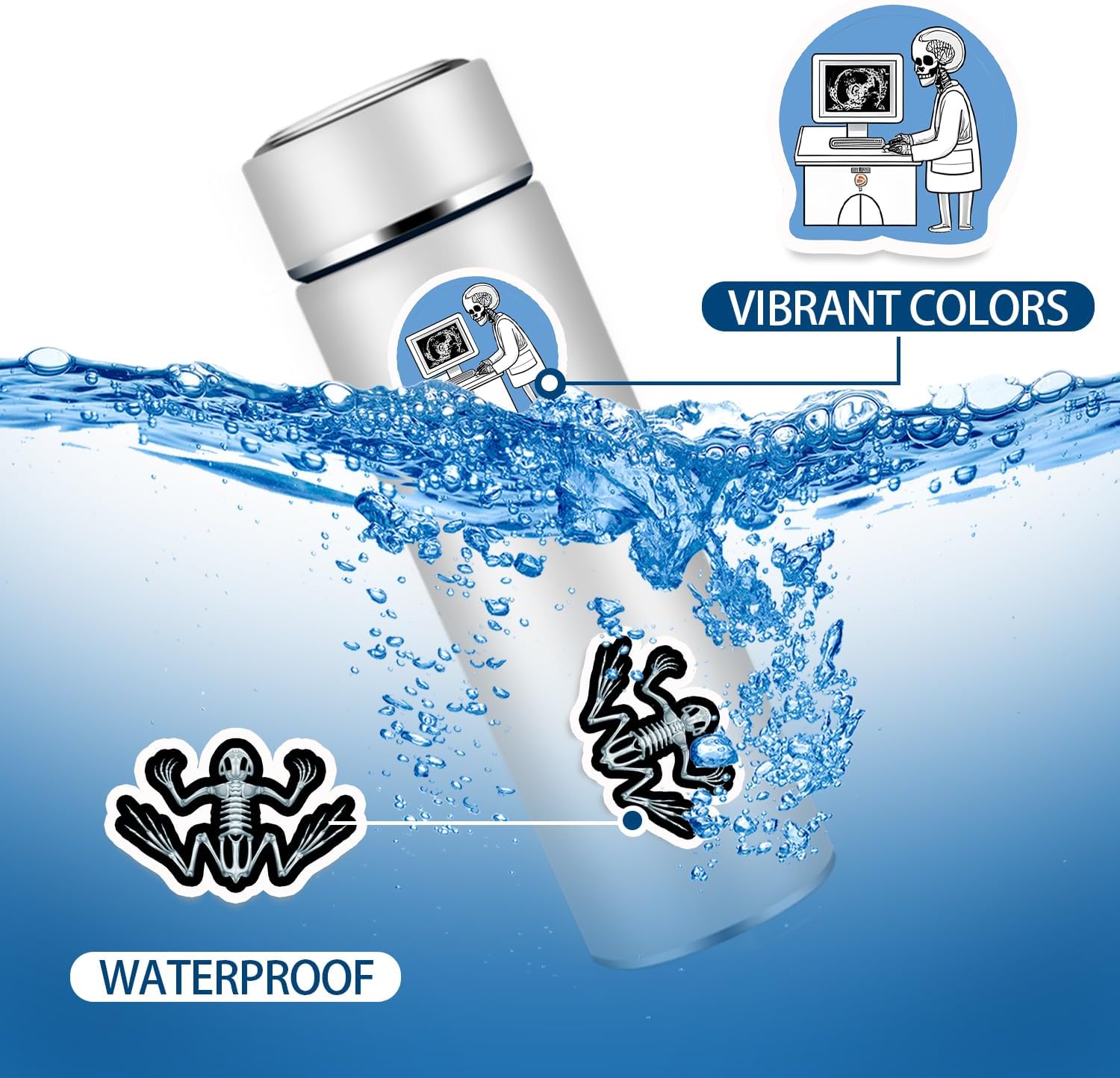 120PCS Rad Tech Stickers, Radiology X Ray Party Favors Birthday Party Decorations Vinyl Waterproof Stickers for Water Bottle Laptop Luggage Xray Tech Gifts
