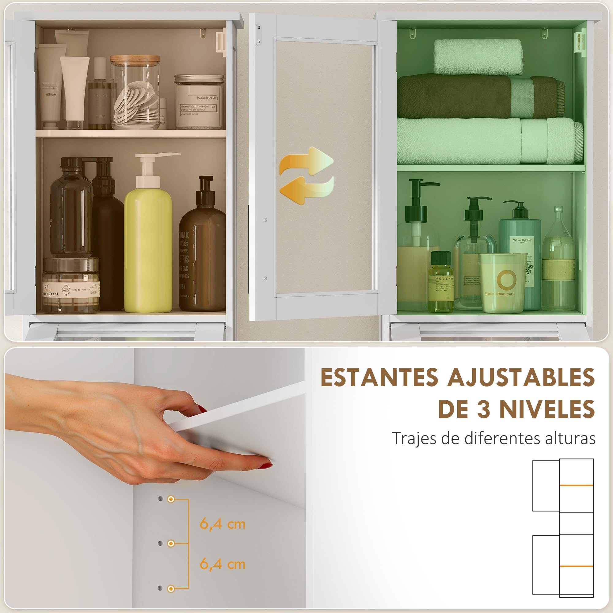 HOMCOM Armario de Baño Alto de Pie con Puerta Vidrio 40x31x170 cm Blanco | Mueble Auxiliar de Baño, Estantes Ajustables, Cajón, Columna Estrecha para Espacios Pequeños