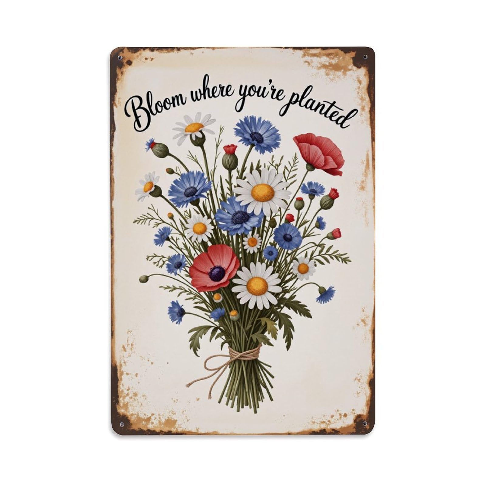 Enderetf Vintage Bloom Where You're Planted Tin Sign Metal Poster, Home Bar Garage Man Cave Cafe Indoor & Outdoor Wall Decoration 8X12inches
