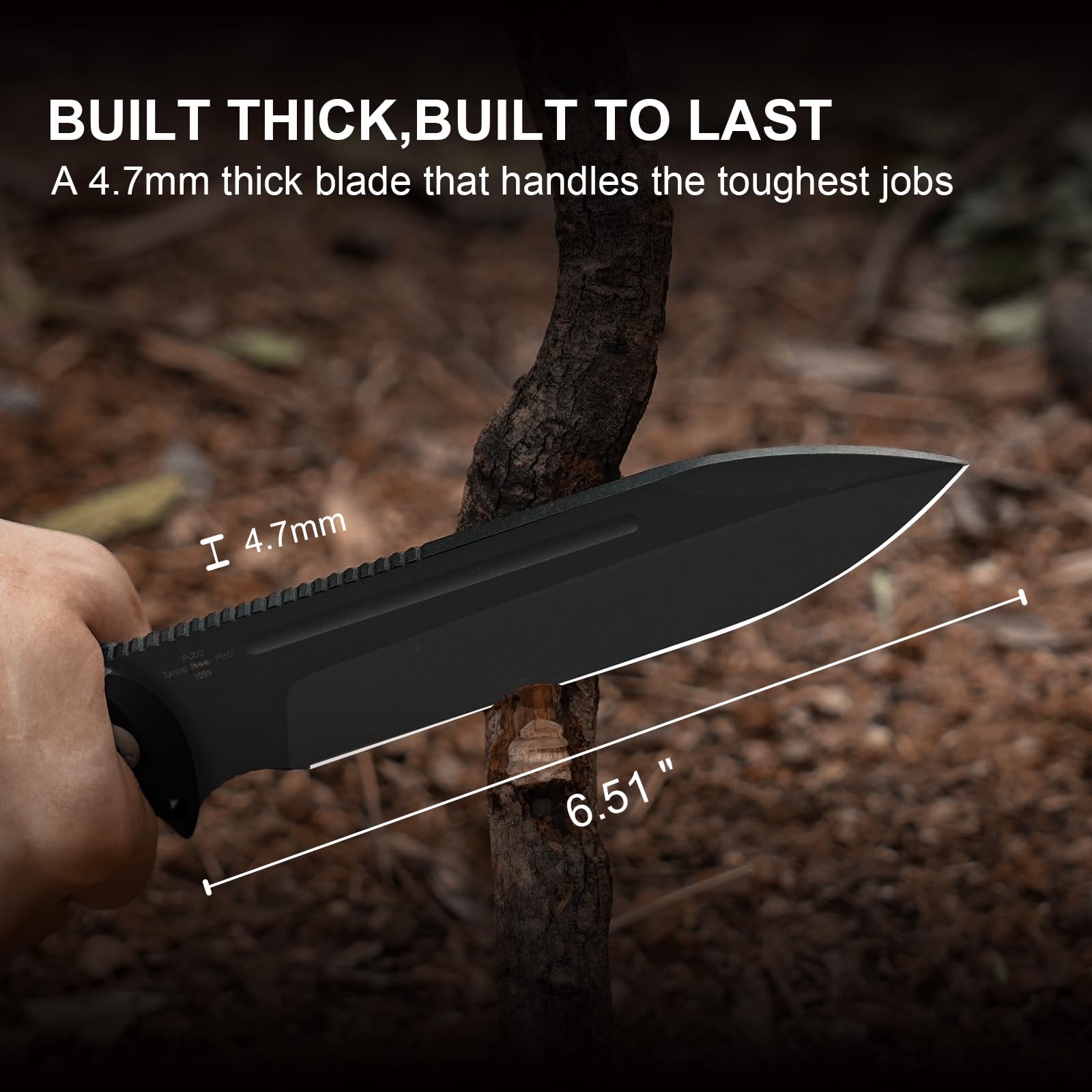 Kizer Drop Bear Fix 7 Cuchillo de Hoja Fija, 16,53 cm Hoja 1095 Cuchillo de Caza con Mango G10 y Pomo Martillo, Cuchillos de Supervivencia de Espiga Completa con Funda y Clip Giratorio, 1103A2