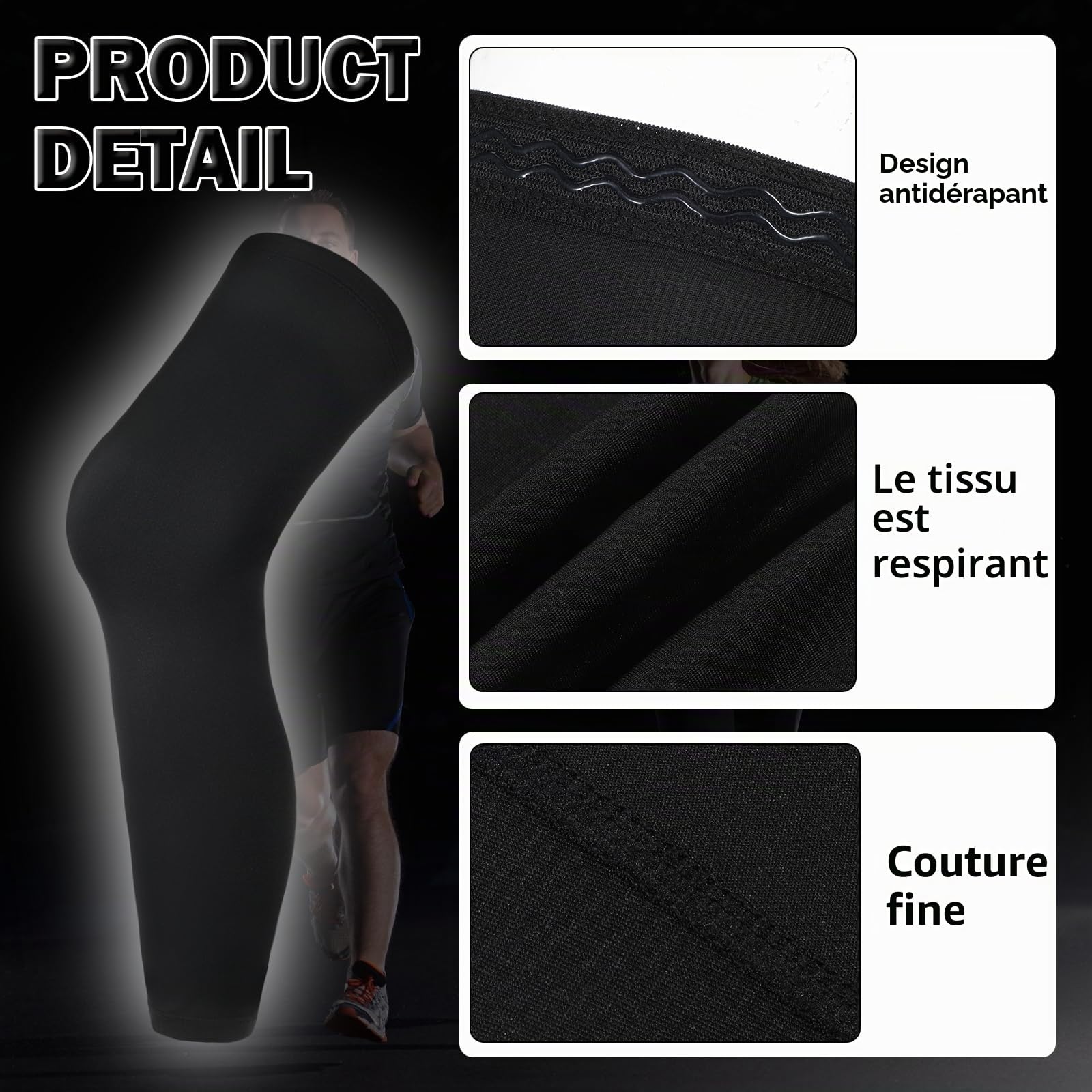 Manchon de compression pour jambe de basket-ball, manches longues pour le sport, le cyclisme, genouillère pour homme et femme, genoux, cuisse, mollet, course à pied