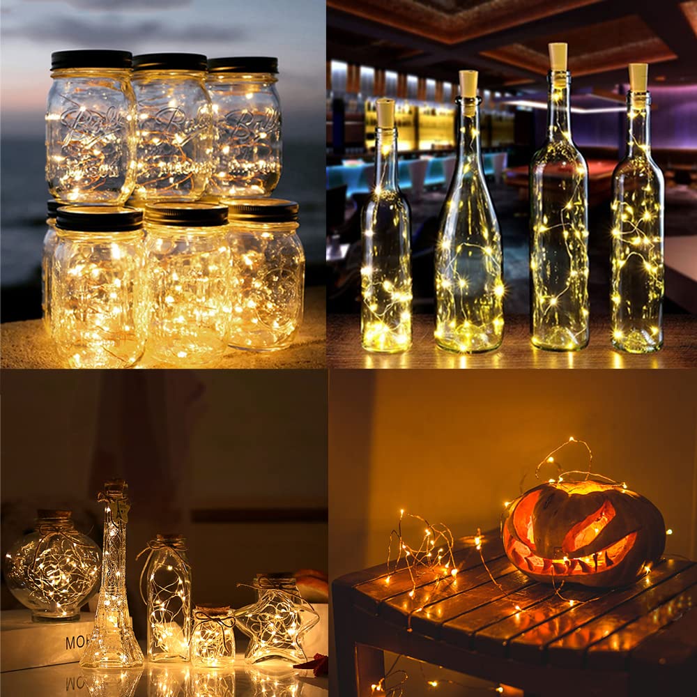 Guirlande LED Pour Bouteille - 12 Fils De 2m Étanches - Décoration Noël, Mariage, Jardin [Blanc Chaud]