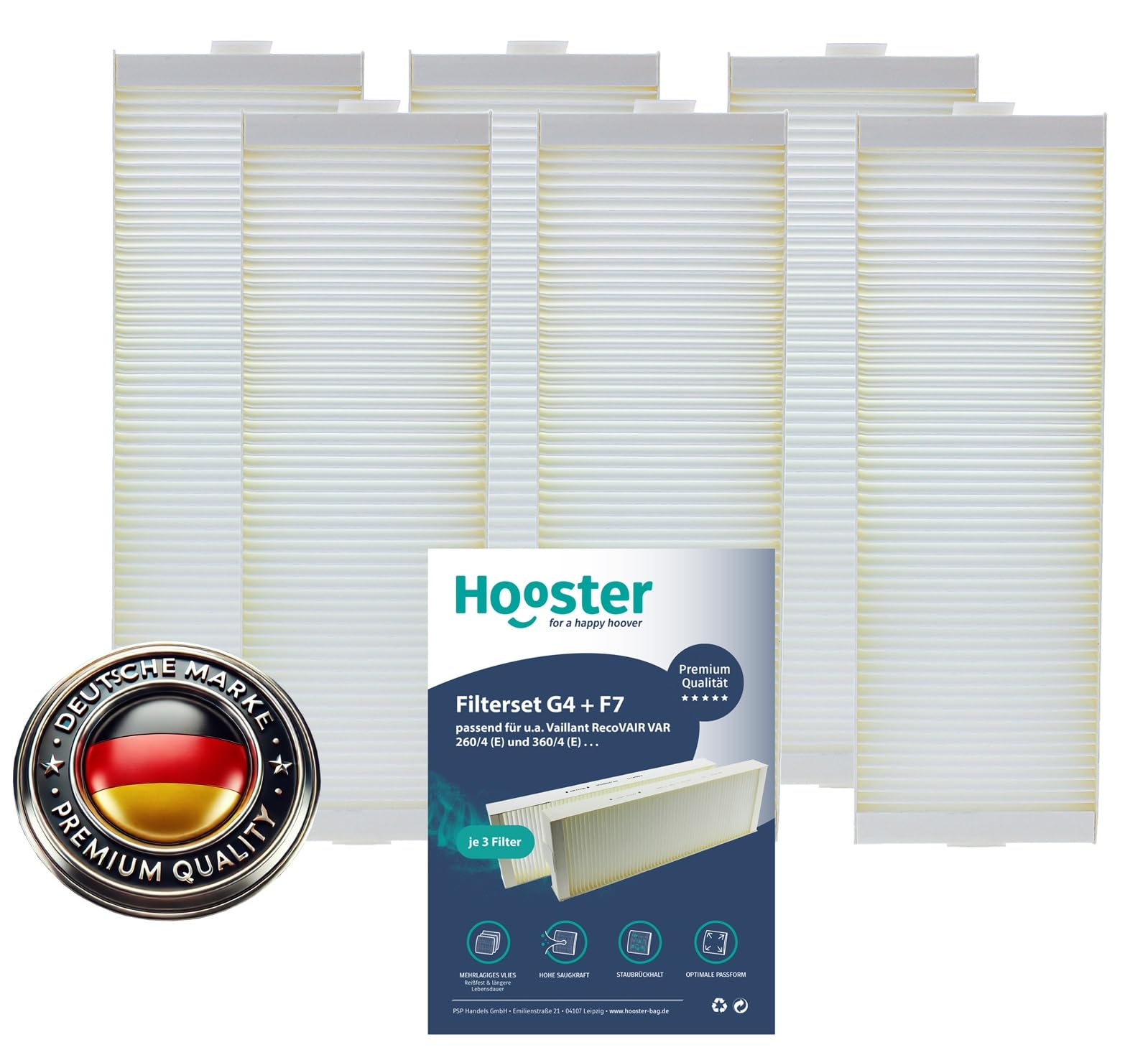Juego de 3 filtros 3 x G4 + 3 x F7 para Vaillant RecoVAIR VAR 260/4 (E) y 360/4 (E)
