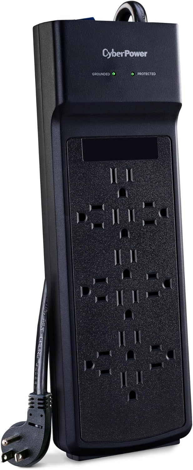 CyberPower CSB1206 Essential Surge Protector, 3600J, 125V, 15A, 12 Outlets, 6 Foot Power Cord, Black, ETL Listed