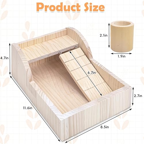Miniatura 2 de PINVNBY Caja de baño de arena para hámster de madera con escalera de escalada, habitación de ducha, arena para excavar, contenedor de bañera,