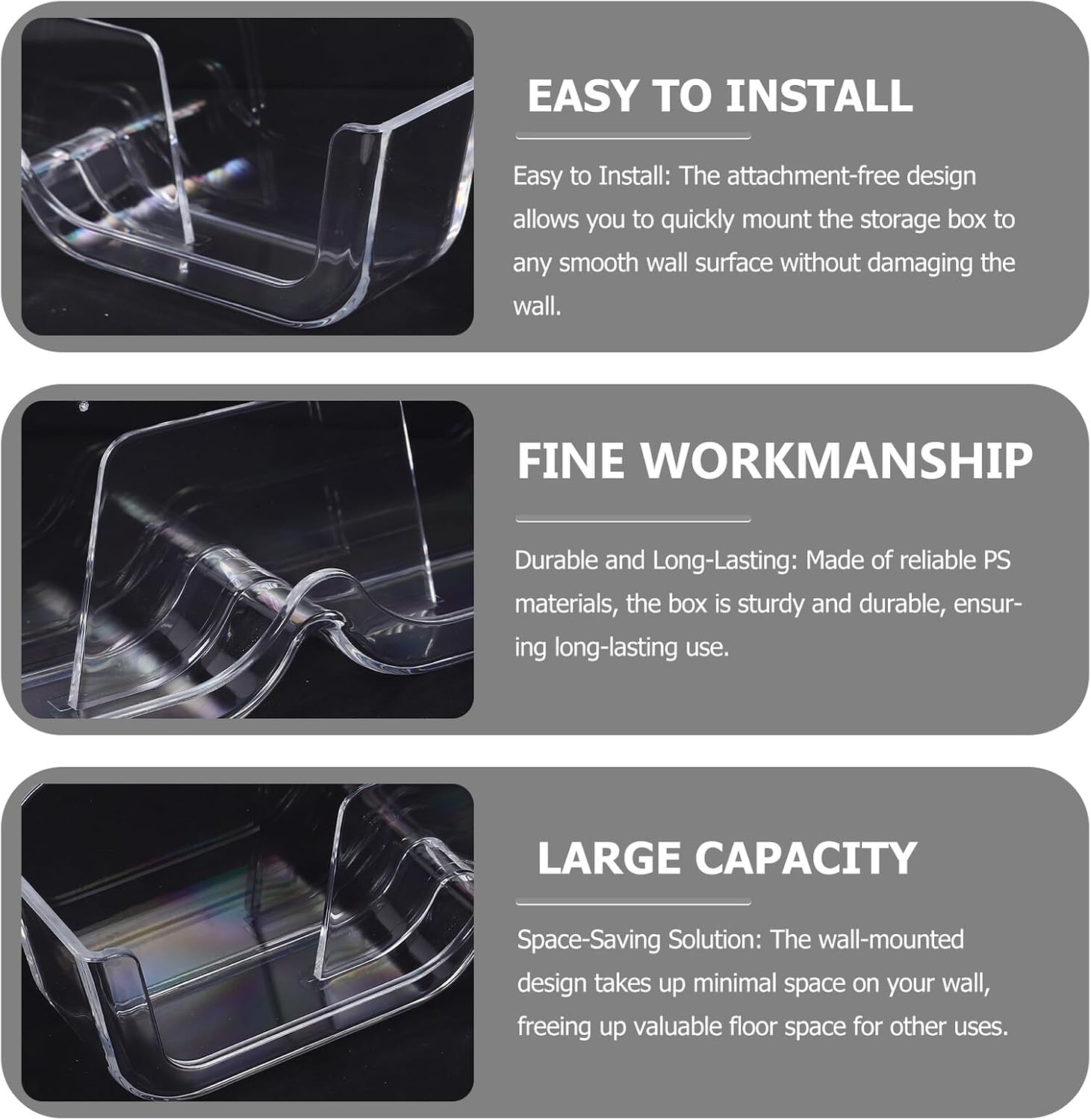 Wall-Mounted Glasses Organizer Box No-Drill Adhesive Eyeglasses Holder Sunglasses Storage for Home and Office