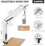 SUNMON QuadCast Boom Arm Mic Stand with Foam Cover, Adjustable White Microphone Arm Stand for HyperX QuadCast, QuadCast S and QuadCast 2