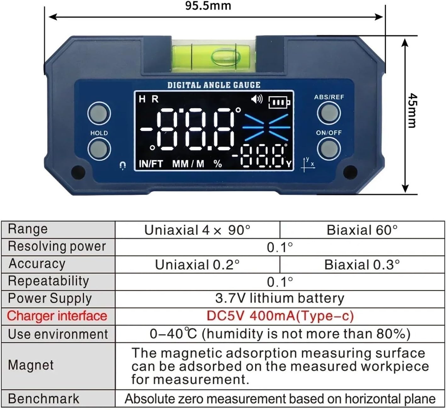 Accelerometer Protractor CHBMSS Digital Protractor 5346-L Instruction Manual