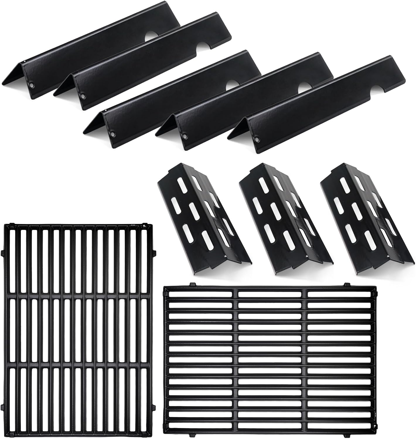 Porcelain-Enameled Grill Flavorizer Bar Heat Plates with 2PACK Cast Iron Cooking Grates Replacement Parts for Weber Genesis II 300 Series E-310 E-315 E-330 E-335 S-310 S-335 Grill Part Replaces
