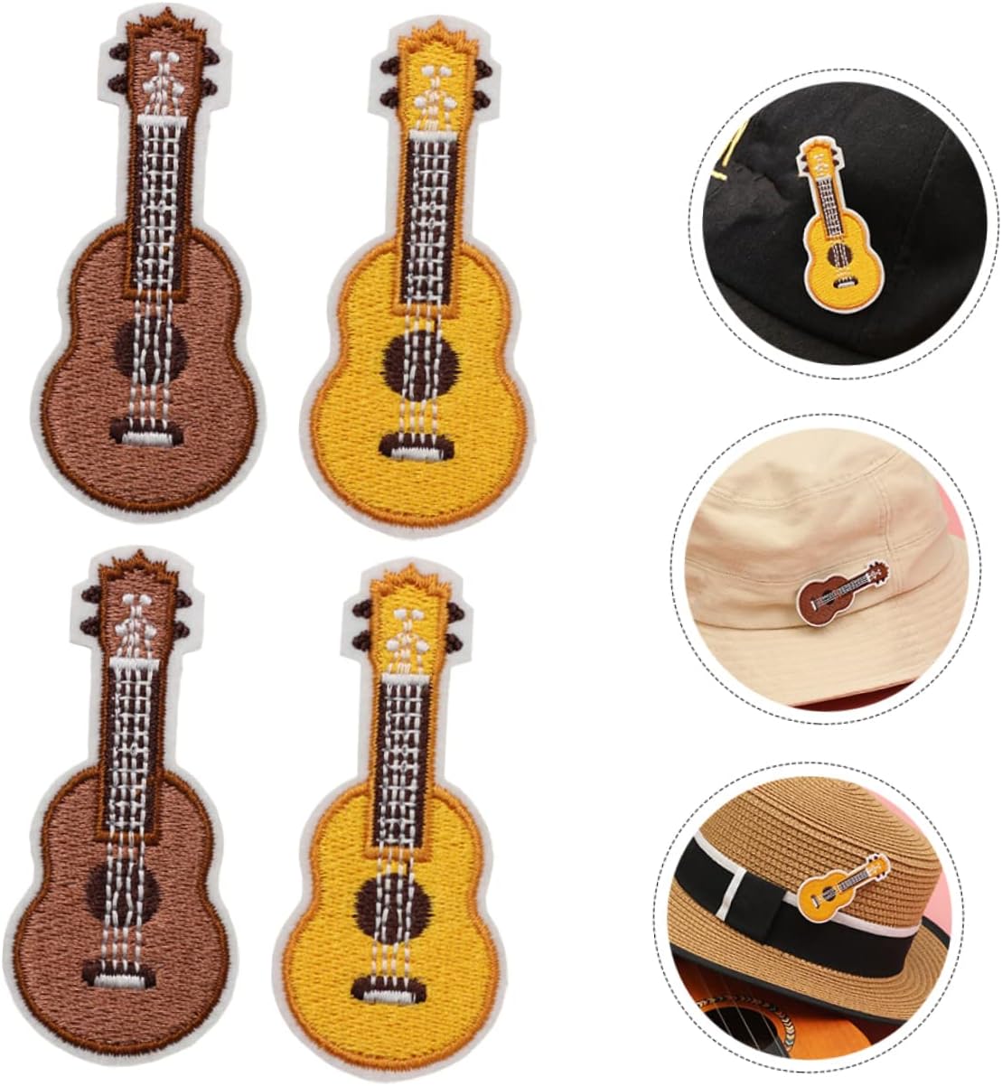 BESPORTBLE 4pcs Embroidery Ukulele Brooch Decorative Cartoon Pins for Clothing Book Bags and Backpacks Unique Accessories for Parties Festivals and Daily Wear