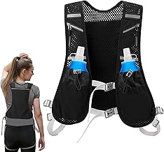 Gilet de course : gilet d'hydratation avec 2 flasques souples de 500 ml, sac à dos de course, gilet de course réglable pour homme et femme, gilet d'hydratation léger et fonctionnel pour course à pied