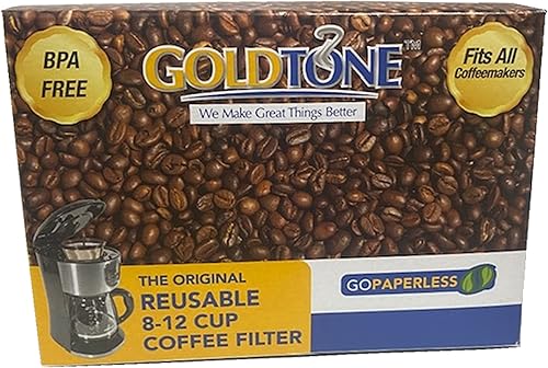 Miniatura 6 de GoldTone Marca - Filtro de café reutilizable estilo cesta de café de 8 a 12 tazas y juego de 12 filtros de agua para cafetera, cafetera y cafetera