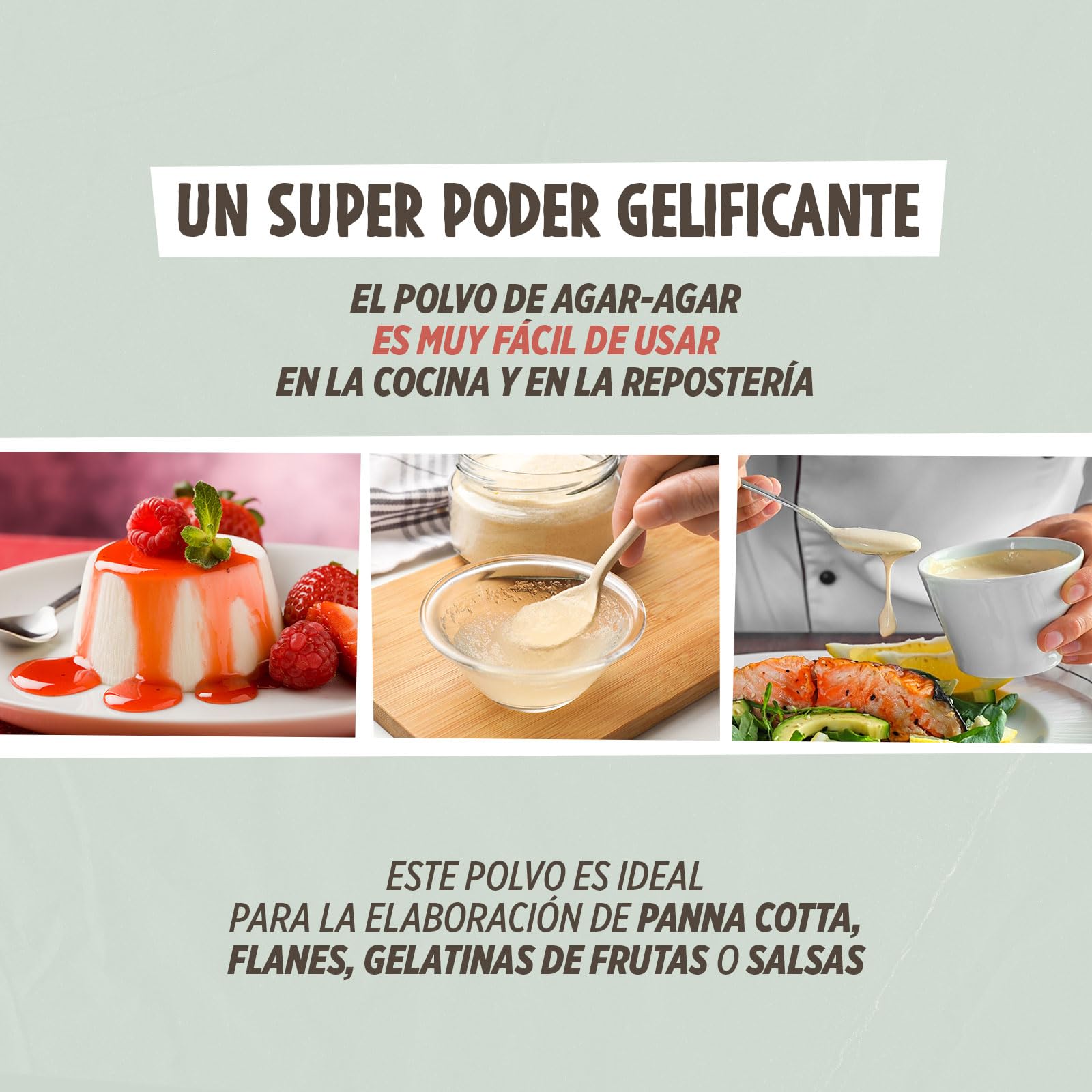 Agar-agar en polvo 250 g - Natureen - Producto natural - para cocinar, sustituto vegano de la gelatina