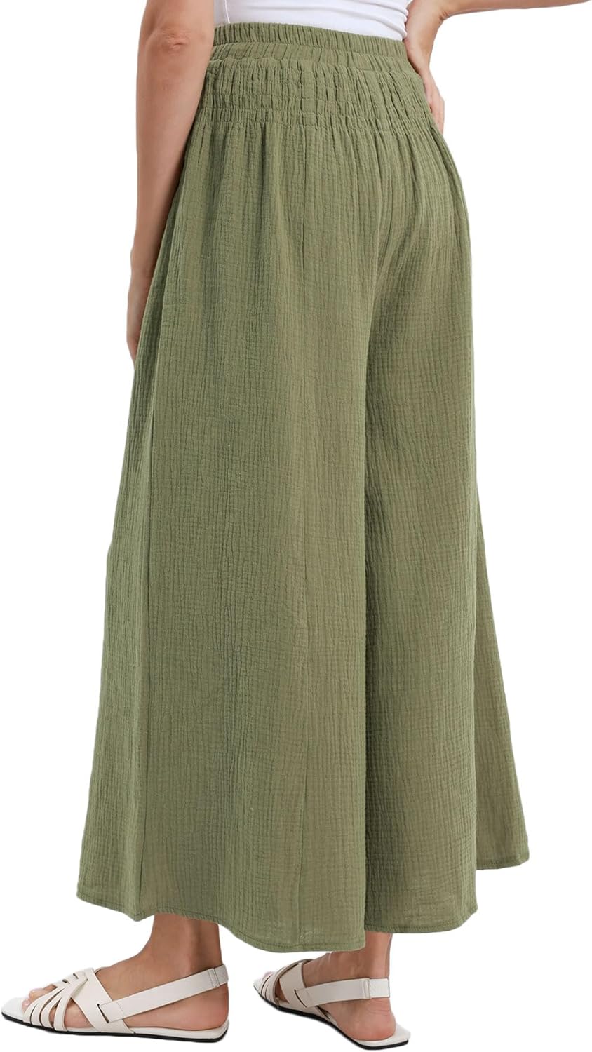 Amazhiyu Womens Wide Leg Palazzo Flowy High Waist Casual Lounge Yoga Pants for Summer - Image 3