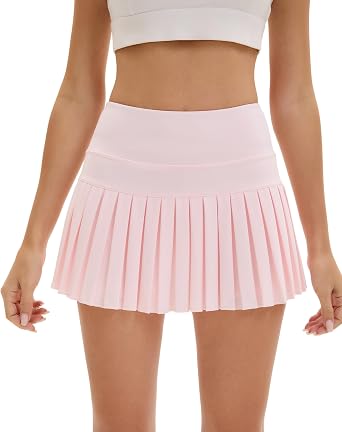 Yknktstc Women Pleated Tennis Skirt with Pockets Athletic Sports Skort