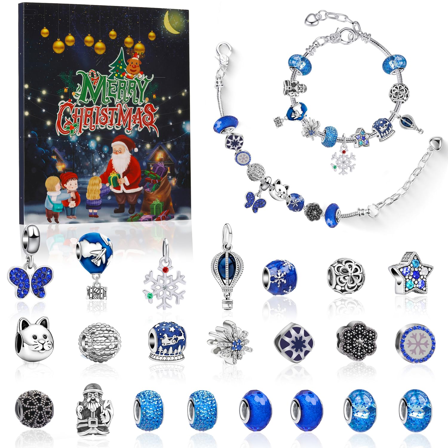 Bracelet Girls Advent Calendar 2026 Kids, 24 Days Countdown Making Kit for Kids Christmas Countdown Calendars with 22 Pendants, 2 Bracelets, Charm Beads Bracelet DIY Jewelry Kit for Girls Women