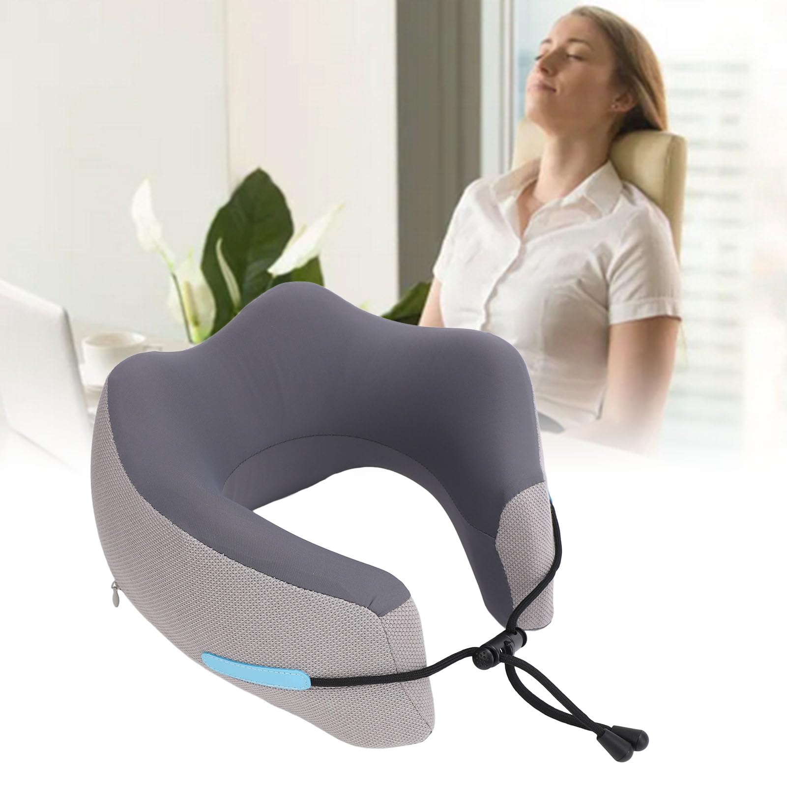 Demeras Oreiller Cervical en Forme de U en Mousse à Mémoire de Forme pour Un Soutien de Voyage Confortable en Avion et en Voiture – Réglable et Lavable – Design Léger (Gris Minuit)