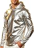 Sudadera con capucha metálica para hombre, estilo 70s, brillante, manga larga, para festivales y club 1