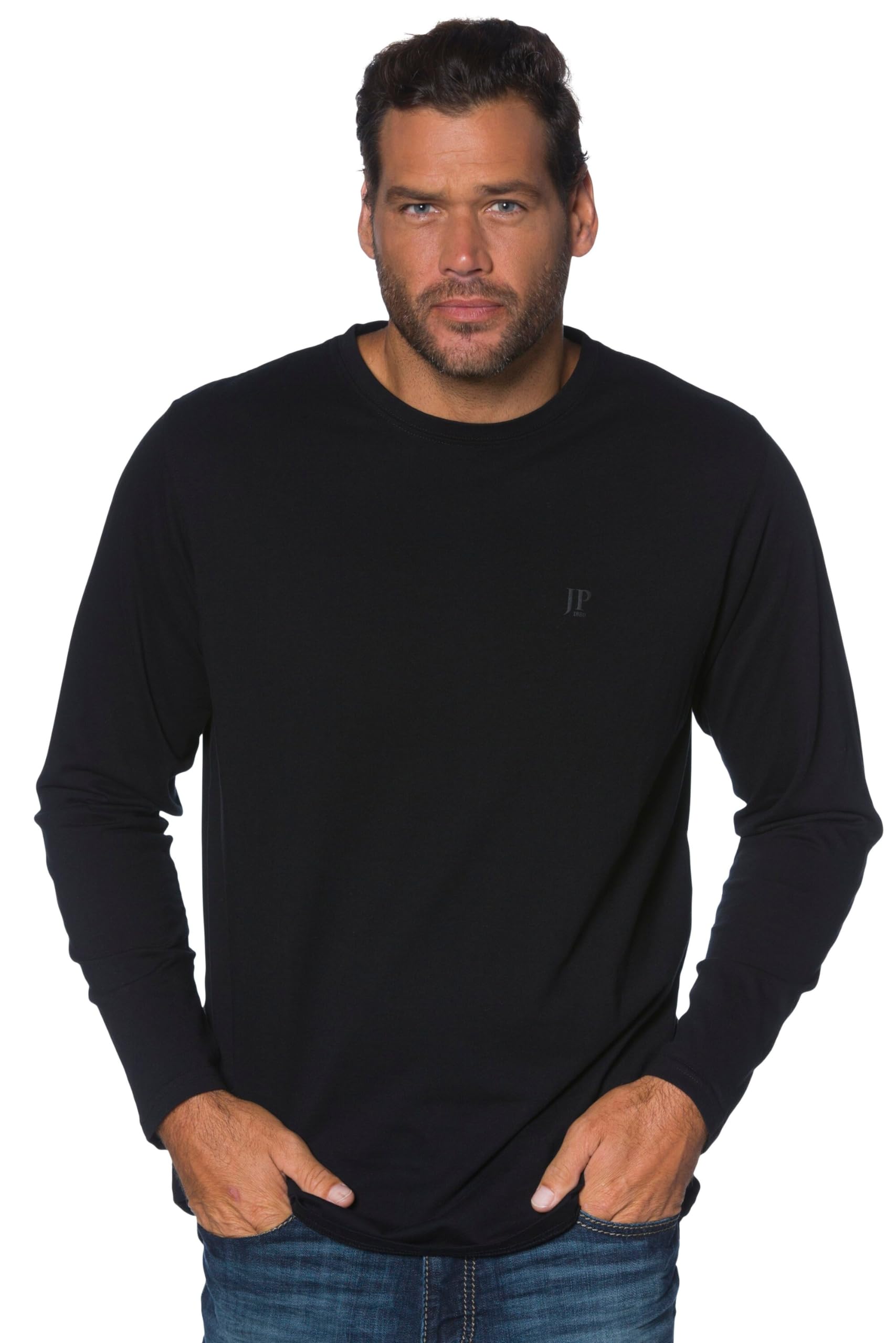 JP 1880 Men's Big & Tall JP Logo Basic Tee Black XX-Large 702559 10-XXL