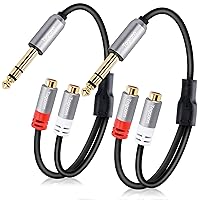 Vista 7 de Cable de audio de 0.250 in a 2RCA, 0.250 in 1/4 pulgadas hembra TRS a estéreo Dual RCA macho y divisor de audio, cable adaptador de audio chapado