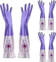 KKRAUS Luvas Para Lavar Louça 3 Pares Reutilizável Longo Luva De Látex Antiderrapante Doméstico Luvas De Limpeza Para Cozinha Banheiro Luvas De Lavar Louça (Color : D, Size : A)