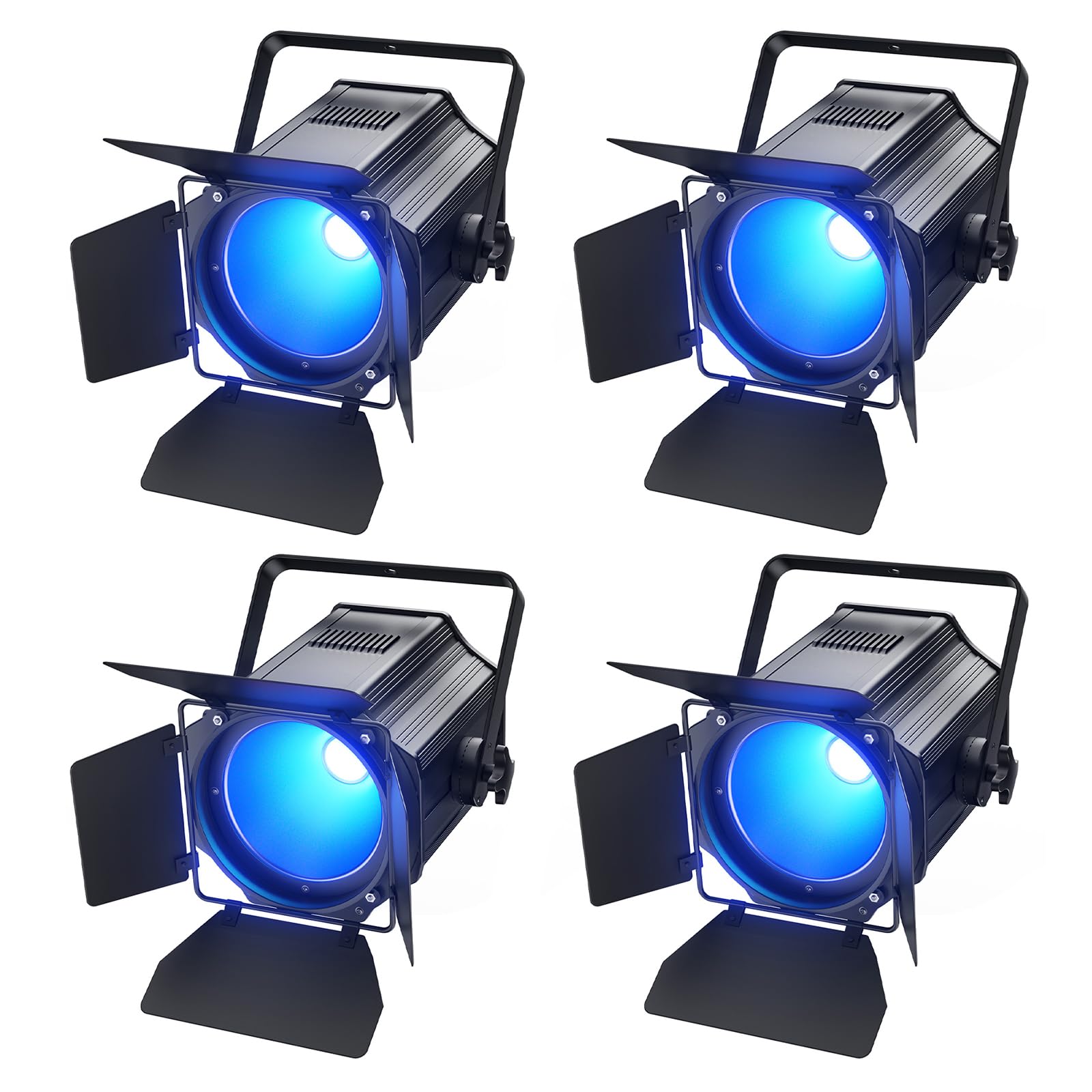 4 pezzi 200 W Faretto Par LED COB 6-in-1 RGBWA+UV Lampada da palco per DJ con alette Par LED bianco caldo freddo con DMX512/Auto/Suono Luci da discoteca per feste, concerti, chiese, matrimoni, teatri