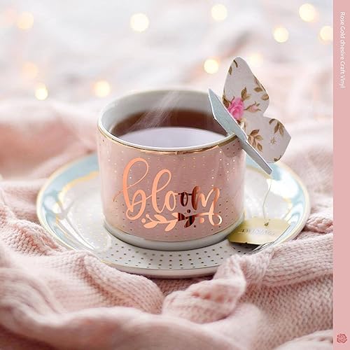 Miniatura 3 de MJartoria Paquete de 12 hojas de vinilo holográfico color oro rosa, vinilo adhesivo permanente con purpurina de 12 x 10 pulgadas, para tazas,