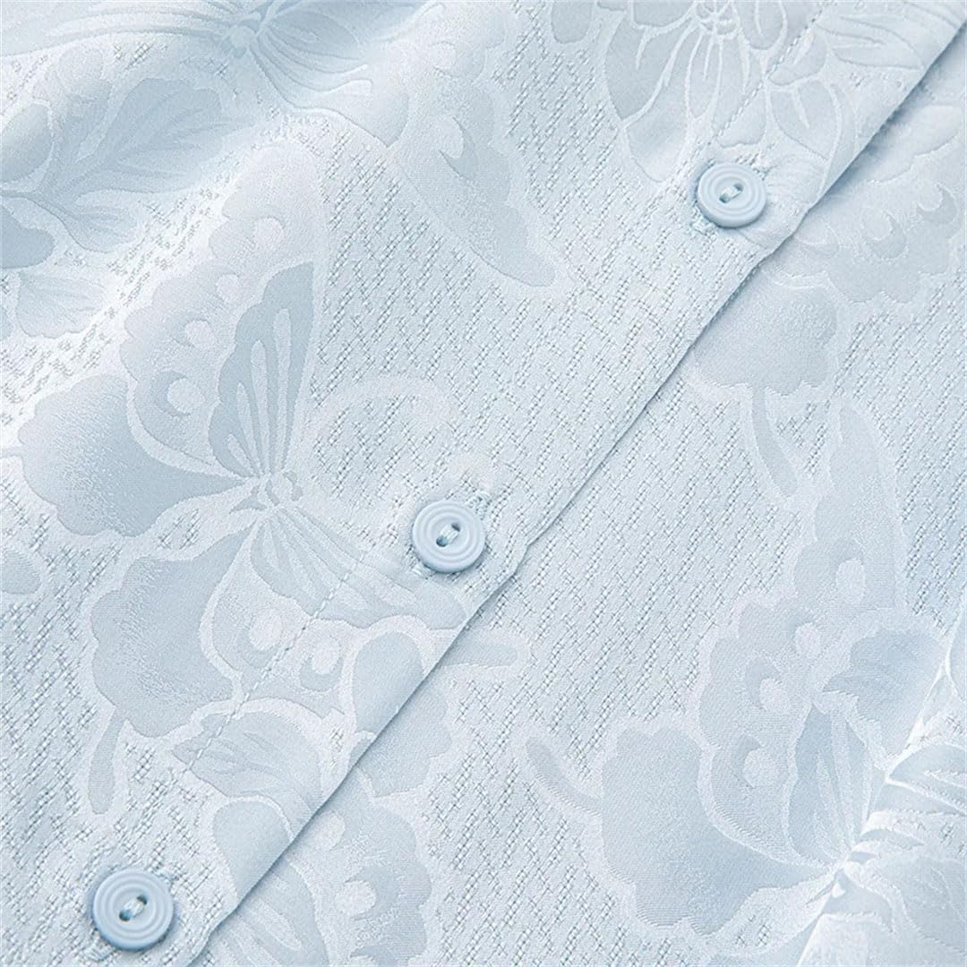 Camisa de manga larga con cuello redondo para mujer, 100% seda de morera, mariposa y flores