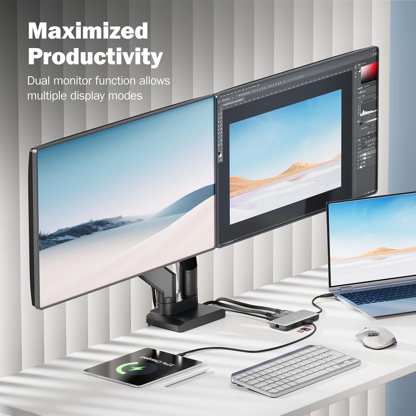 DIGITUS USB-C Docking Station – 8-Ports – 2X HDMI UltraHD 4k 60Hz | 2x USB-A 3.2 Gen2 – 1x USB-C 100W PD 3.0 – 1x RJ45 – Dual Kartenleser – Grau