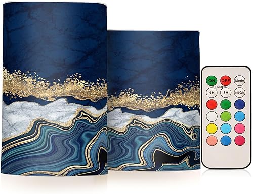 Vista 155 de Velas parpadeantes sin llama, velas LED moradas de mariposa lavanda con temporizador remoto, juego de 2 velas a pilas para San Valentín, boda