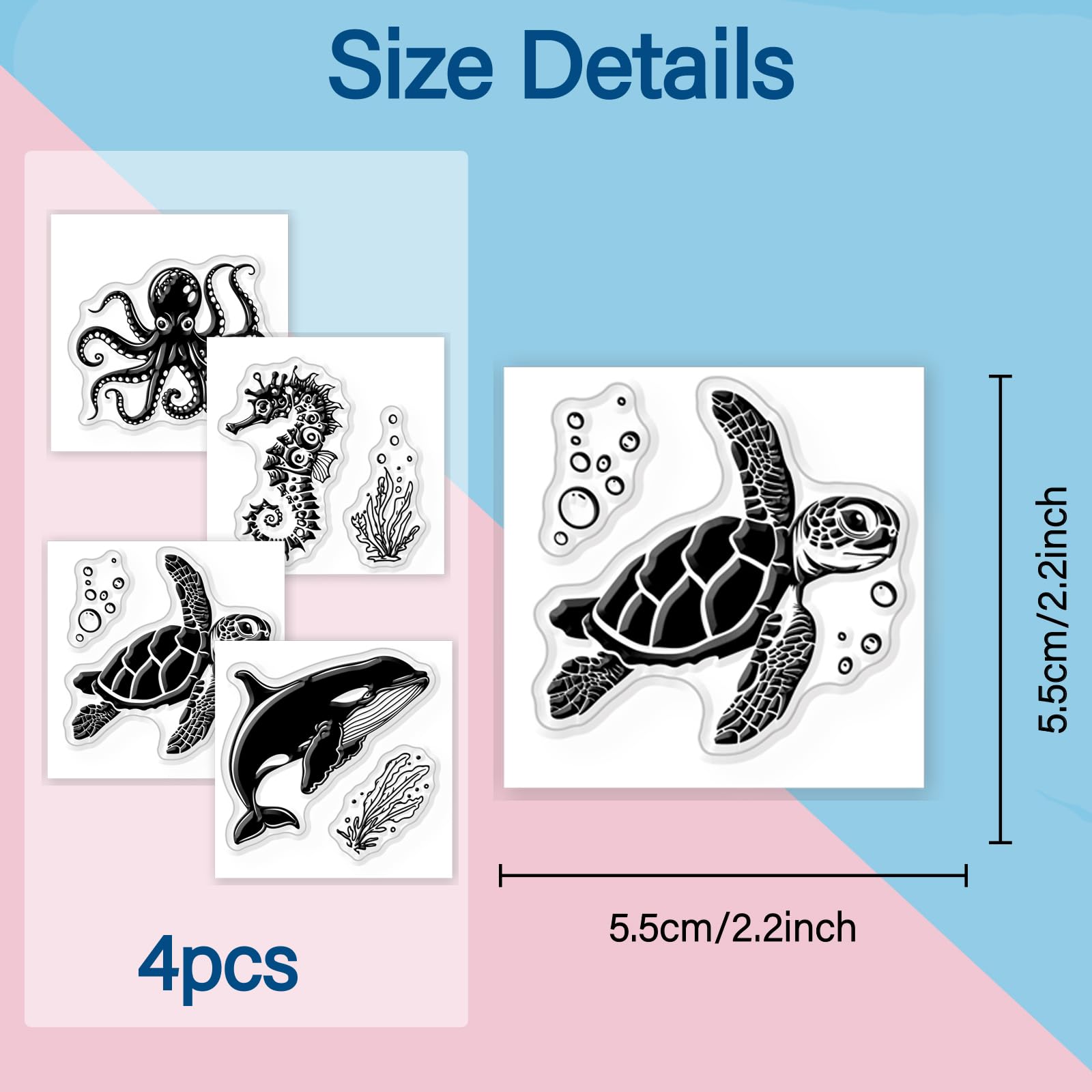 Tampons Transparents Vie Marine Globleland - 6.3x4.33 Pouces - Pour Scrapbooking, Cartes DIY