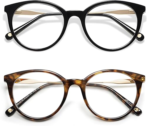 AMOMOMA Lentes de lectura redondos retro para mujer, lindos y elegantes con bloqueo de luz azul, AM6055