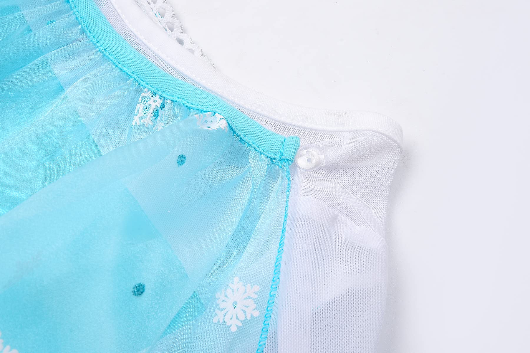 ReliBeauty Costume Vestito Bambina con Paillettes a Pieghe a Maniche Lunghe con Accessori Azzurro