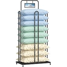 lukar Pillow Holder Rack, Rolling Pillow Storage Rack with Billboard Holder