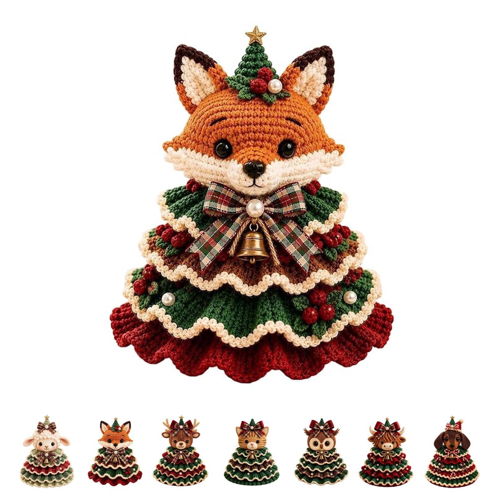 Kit Uncinetto Animali Albero Natale, Kit Mucca Highland (F#) | Kit Uncinetto Per Principianti Lana Gancio Imbottitura Accessori Ideale Per Decorazione Tavola Natalizia