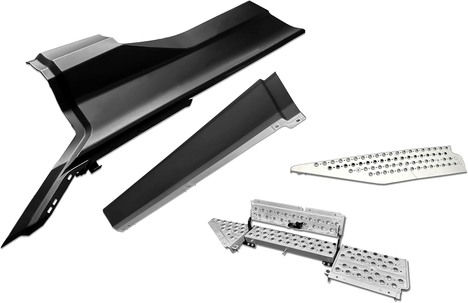 KOZAK Front Fender w/Bracket & Cover, Front Fairing w/ 2x Steps, Rear Panel w/Under Fairing Complete Set fits Left Driver Side Compatible with Kenworth T680 Next Gen 2022+ + Logo, Wipers, Vest