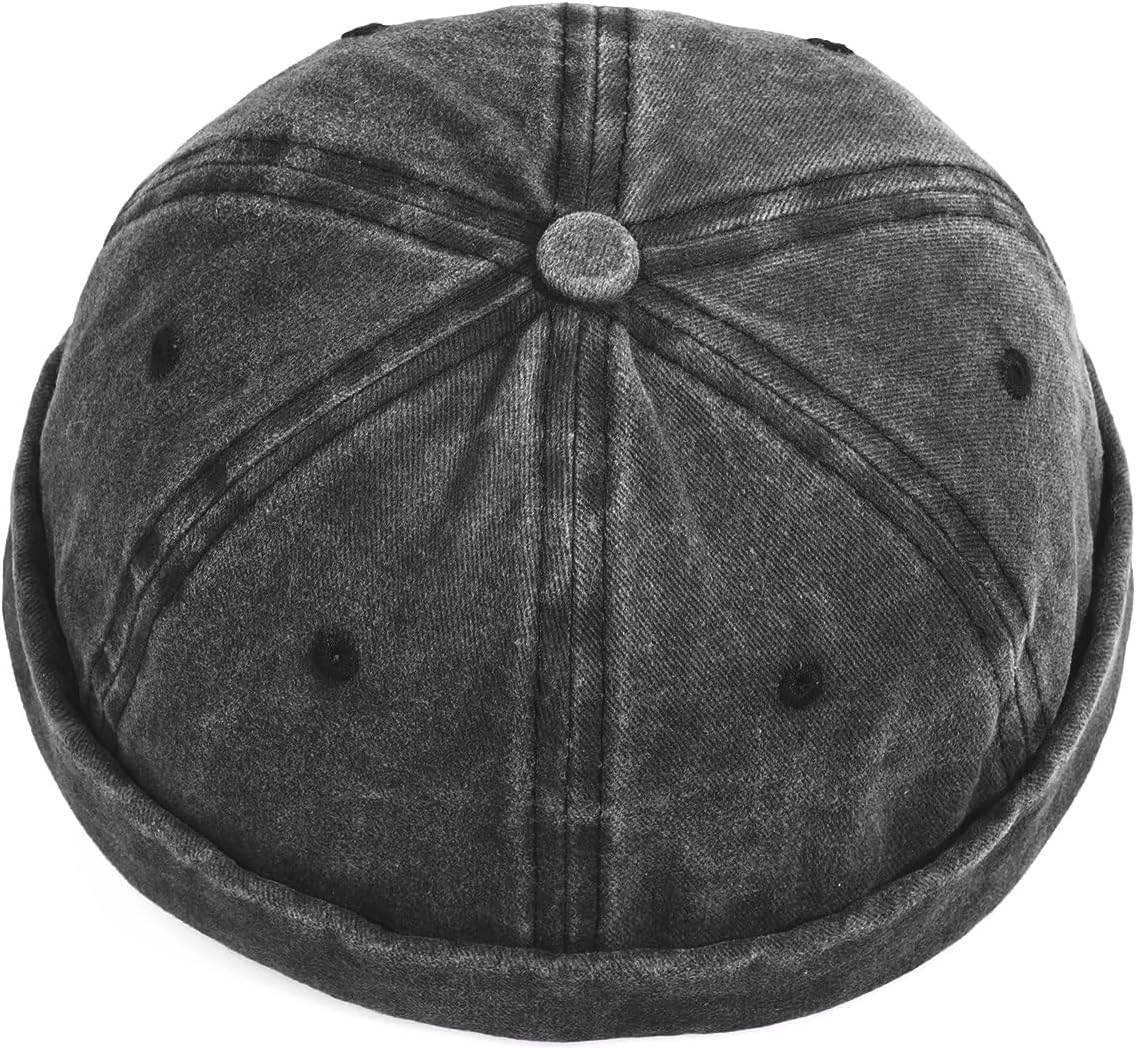 XYIYI Washed Cotton Brimless Hats for Men Vintage Docker Beanie Cap Rolled Cuff Skullcap - Image 6
